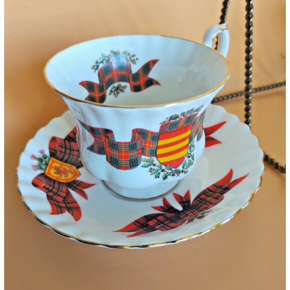 Royal Albert Footed Montrose Shape Teacup And Saucer Tartan Series - Picture 1 of 13